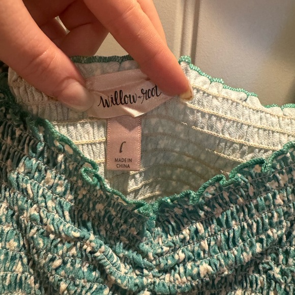 Floral Green Smocked Women's Top - Picture 3 of 3